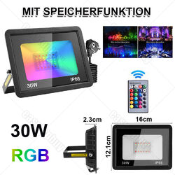 RGB LED Fluter mit Fernbedienung Außen Strahler Farbwechsel Dimmbar Flutlicht