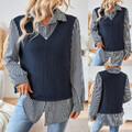 Damen Gestreift Oberteile Langarmshirt Sweatshirt Lässiges Pullover Herbst Tops