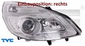 TYC 20-1067-15-2 Hauptscheinwerfer rechts Scheinwerfer Frontscheinwerfer 
