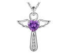 Damen Halskette Engel Kreuz-Anhänger Sterling Silber 925 Zirkonia