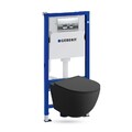 GEBERIT Duofix Basic Vorwandelement + Wand WC Sinto Schwarz + Knopf Delta 25 Set