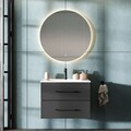 Badmöbel Set Lux 70 90 cm Eiche Badezimmermöbel Hochschrank Waschtisch Spiegel