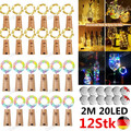 12x Korken 20LED Lichterkette Flaschenlicht Flaschenbeleuchtung Batterie Flasche