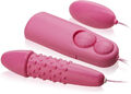 Vibrator mit Noppen und Vibro Ei für Doppel Penetration rosa