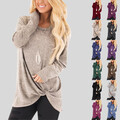 Damen Knick Langarm T-Shirt Tunika Freizeit Hemdbluse Langarmtops Oberteile Tops