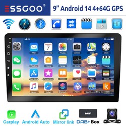 DAB+ Android 14 4+64G Autoradio 2 DIN 9 Zoll Carplay Navi RDS Bluetooth WIFI Kam