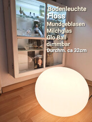 Flos Glo-Ball, Designer-Leuchte, 33 cm WEIß, für Tischl/ Boden, Mundgeblasen