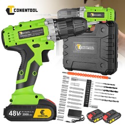 48V Akku Schlagbohrschrauber 45Nm Akkuschrauber Set Mit 2*2,0Ah Akkus + Koffer