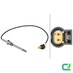 Sensor Abgastemperatur geschraubt 2-polig 385mm Kabel HELLA für u.a. MERCEDES