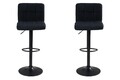 Barhocker 2er Set Tresenhocker Barstuhl Höhenverstellbar Metall Webstoff Schwarz