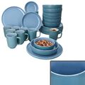 32tlg Kombiservice Jasper Ozeanblau Steingut 8 Personen Becher Schalen Teller 