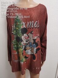 Made in Italy Mickey Mouse Glitzer Weihnachtspullover Größe 44 46 48 Einheitsgrö