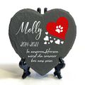 Stand &Herz Tiergrabstein Gedenktafel Schiefer Stein Gedenkplatte Katze Dog