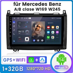 Android 14 Autoradio Für Mercedes-Benz A/B Klasse/Vito W169 W639 W245 GPS DAB BT