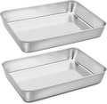 Backblech, Edelstahl Groß Auflaufform Ofenblech 2Er Set, Rechteckig Backform Kuc