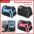 Hundetasche Hundebox mit Meshfenster, Katzentransportbox mit Kissen Blau/Schwarz