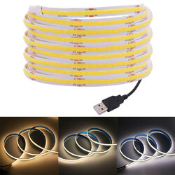 5V USB COB LED Streifen Leiste Band Lichtschlauch Leuchte Lichterkette Dimmable