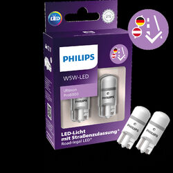 Philips LED W5W 12V 0,9W Ultinon Pro6000 mit Straßenzulassung 6000K 2St.