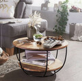 WOHNLING Couchtisch 60 cm Wohnzimmertisch Holz Massiv Sofatisch Tisch Wohnzimmer