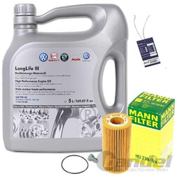 MANN ÖLFILTER+5L ORIGINAL VW LL3 ÖL passend für GOLF 5+6+PASSAT 3C+AUDI A3 8P+A4