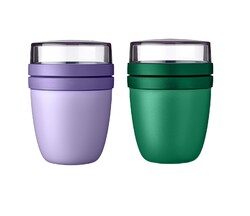 Mepal | Lunchpot Ellipse Mini | Vivid Lilac & Green | Müslibecher to go | 300 ml