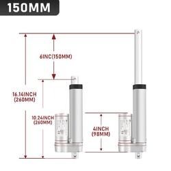 1500N Linear Actuator Elektrozylinder Linearantrieb Linearmotor 12V DC 50-400mm