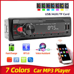 1DIN Autoradio mit Bluetooth Freisprech USB SD TF Aux IN FM 7 Farben MP3 Player