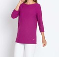 Shirt rosa 34 Damen Basic Longshirt mit U-Boot-Ausschnitt "magenta" 8.8637