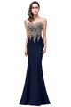 Damen Kleid Abendkleid Abschlussball Brautjungfern Ärmellos, Navy Blau, EU36