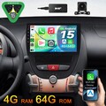 DAB+ 4+64G Android 15 Autoradio DSP WiFi FM Navi Kam für Toyota Aygo Peugeot 107