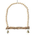 Bird Perch Stand with Beaded Arch & Bells Wooden Parrot Bird Perch Swing Toy