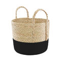 Korb mit Henkel Flechtkorb geflochtener Aufbewahrungskorb 30 x 31 cm schwarz 