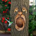 Vogelfutter Baum Gesichtsdekor Harz Outdoor Baum Skulptur Hof Kunst Garten