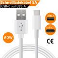 Lade-Datenkabel USB-A auf USB-C Schnellladekabel 5A für iPhone Samsung Xiaomi Wß