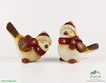2er Set Winter Vögel Deko Wintervögel Keramik Weihnachten