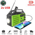 8000mAh Solar Handkurbel Handy Ladegerät Notfall Radio AM/FM LED Taschenlampe.