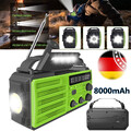 Notfall Solar Radio Handkurbel AM/FM SOS Handy Ladegerät LED Taschenlampe USB DE
