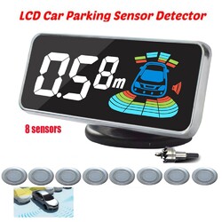 LCD-Parksensor-Set-mit-8-Sensoren-Reverse-Backup-CarParking-Radar-System-Silber
