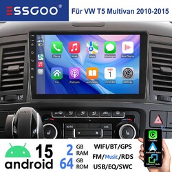 9" 2+64GB Apple Carplay Autoradio Android 15 Für VW T5 Multivan 2010-15 GPS Navi