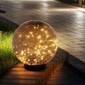 LED Solar Stand Leuchte Außen Deko Steh Lampe Garten Lichterkette Kugel rauch