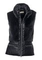Leder Weste Webpelzweste von Mandarin Schwarz Gr. 34