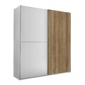 Schwebetürenschrank - weiß-Karlstad Eiche - 2 Kleiderstangen - 170 cm