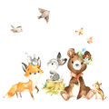 Wandtattoo Wandsticker Kinderzimmer Mädchen Tiere Bär Hase Fuchs Wanddeko DL551