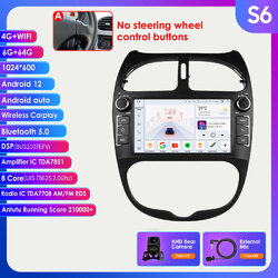 DAB 6+64G Android 13 Autoradio Carplay GPS Nav 4G LTE RDS KAM Für Peugeot 206 CC