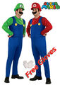 Herren 2-teilig Super Mario Luigi und Mario Klempner Kostüm Deluxe Handschuhe