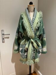 ALANUI Icon Jacquard Cardigan Kaschmir, Cream/sage/mint, Größe S