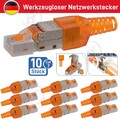 10x Netzwerkstecker CAT 7 Werkzeuglos RJ45 Netzwerk Metall Stecker Verlegekabel.