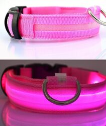 Hundehalsband Leuchthalsband Hund LED USB Aufladbar Akku Halsband Gr. S M L XL '