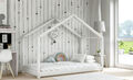 Holzbett Hausbett Kinderbett mit Lattenrost Montessori Bett Weiß Grau RIKI