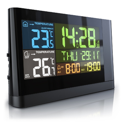 Bearware Projektions Funkwetterstation + Sensor 12/24 h 7 Sprachen  DCF SignalFarbdisplay / Temperaturalarm / Projektion schwenkbar /